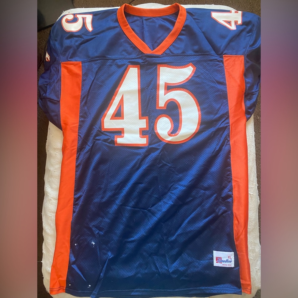 Bronco Logo Blue and Orange Football Jersey